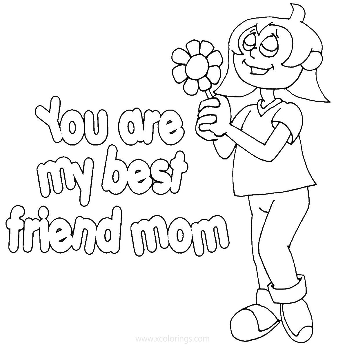 Free Mother's Day Coloring Pages Girl with Flower printable
