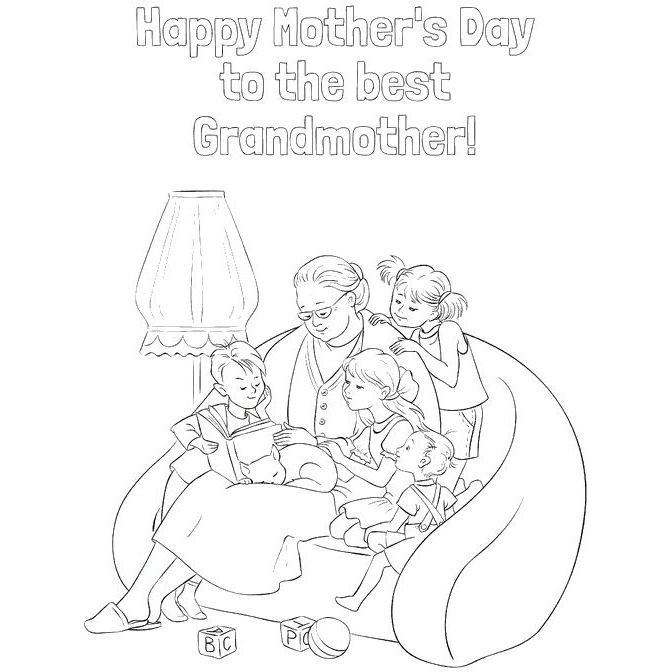 Free Mother's Day Coloring Pages Grandma and Kids printable