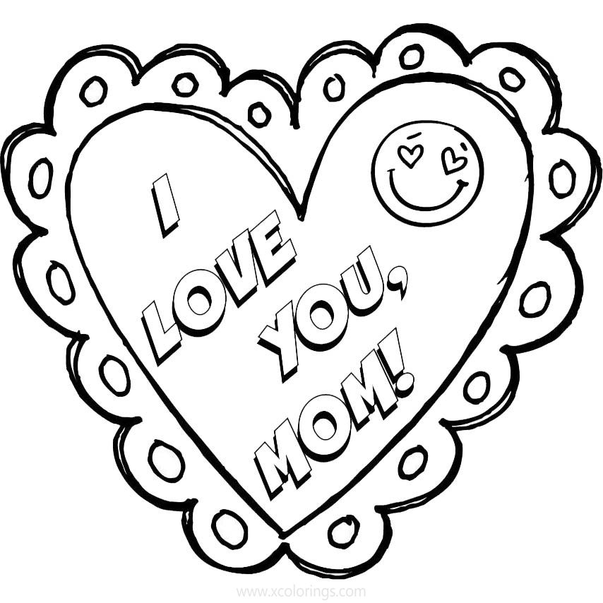Free Mother's Day Coloring Pages Heart Card printable
