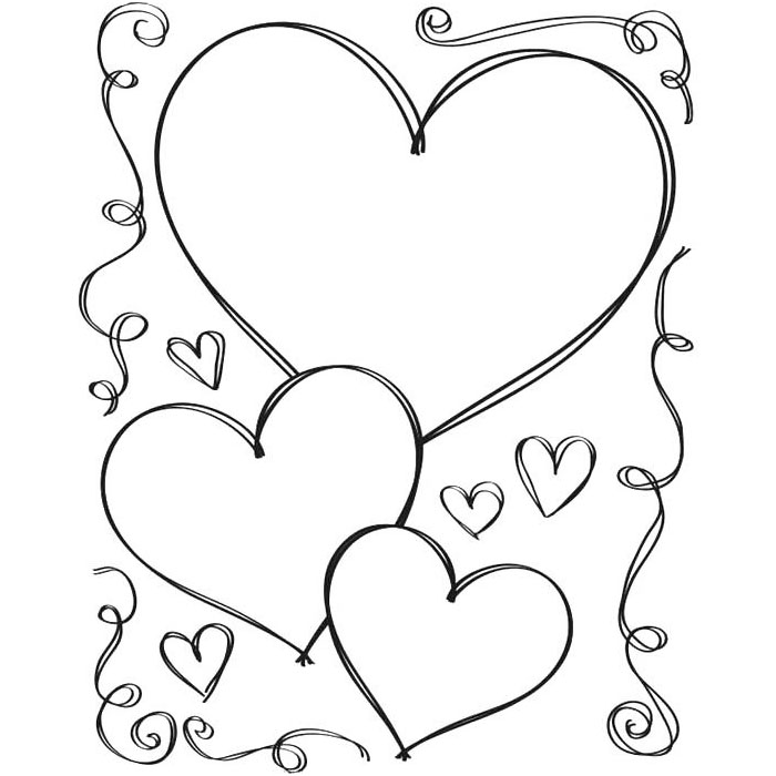 Free Mother's Day Coloring Pages Hearts Outline printable