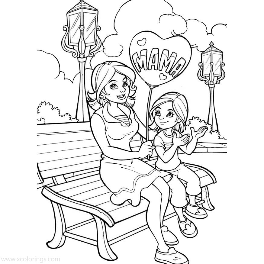 Free Mother's Day Coloring Pages Mama Balloon printable