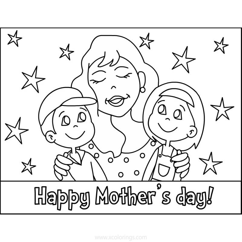 Free Mother's Day Coloring Pages Mom with Kids printable