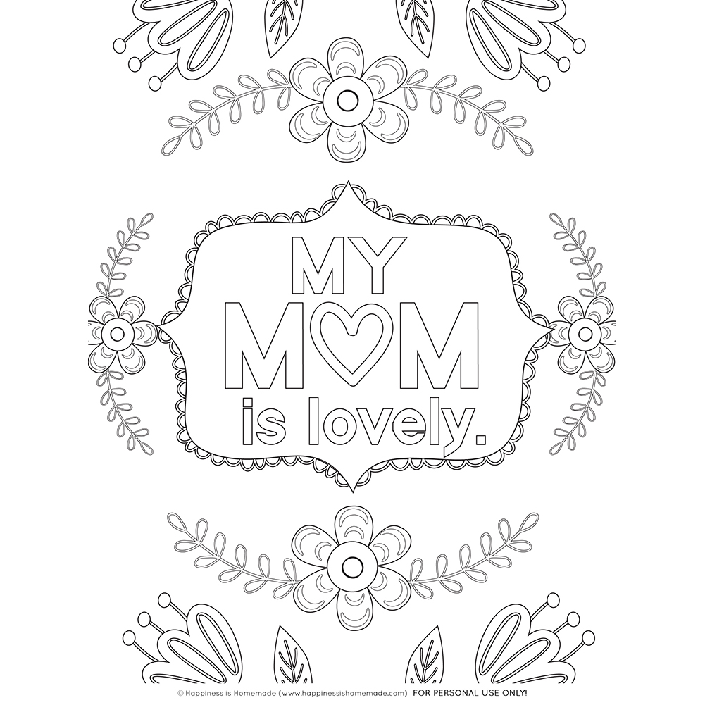 Free Mother's Day Coloring Pages My Mom is Lovely printable