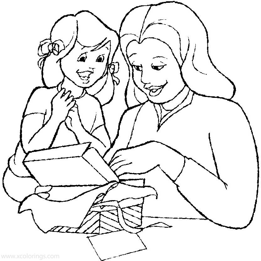 Free Mother's Day Coloring Pages Present for Mom printable