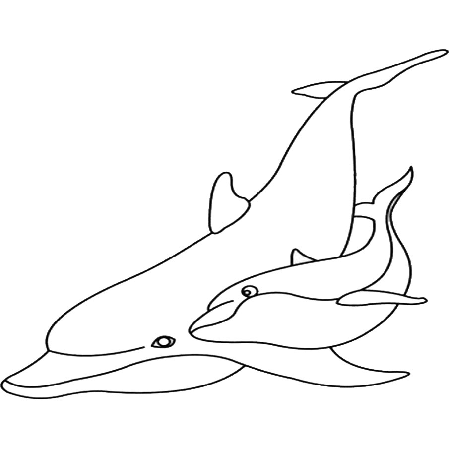 Free Mother's Day Coloring Pages Sea Animals Dolphins printable