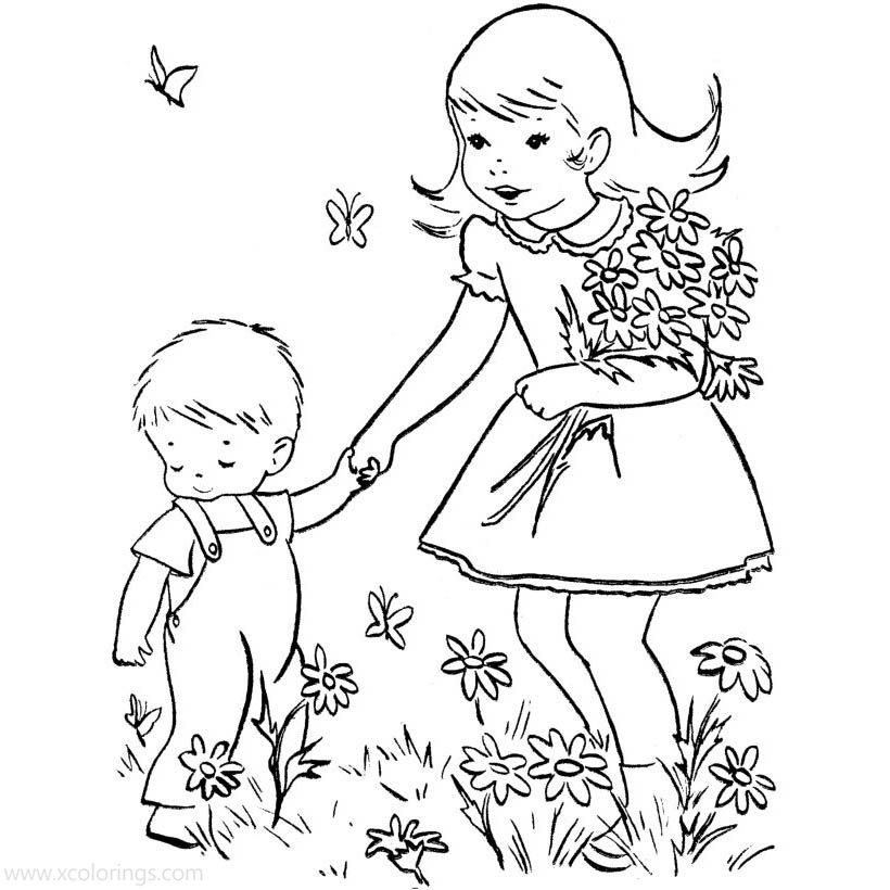 Free Mother's Day Coloring Pages Sister and Brother printable