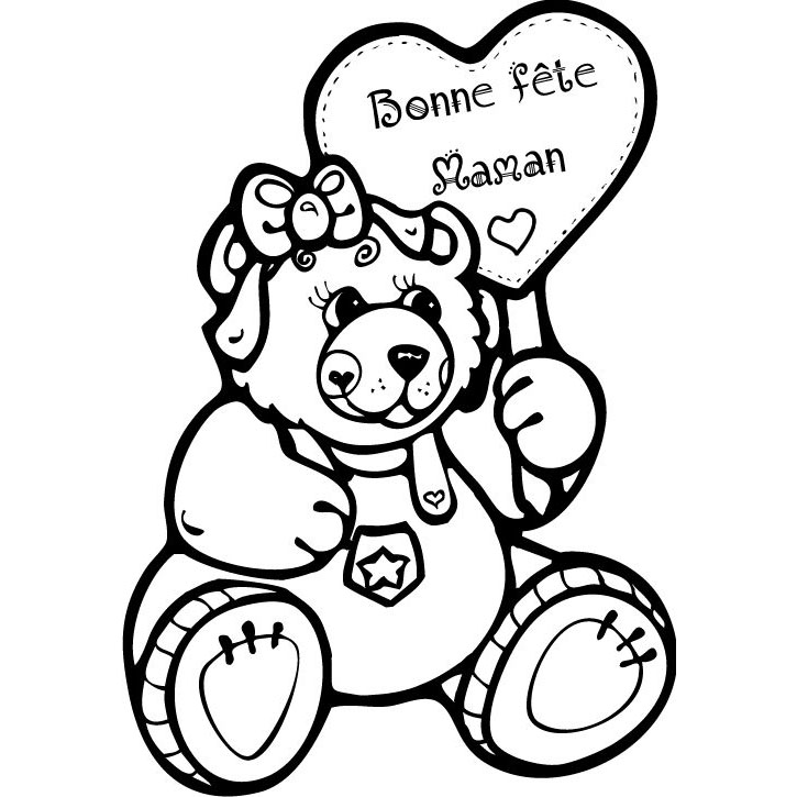 Free Mother's Day Coloring Pages Toy Bear printable