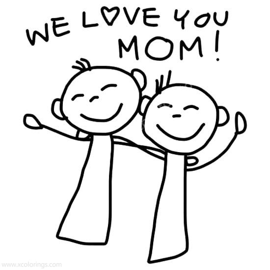 Free Mother's Day Coloring Pages We Love You Mom printable