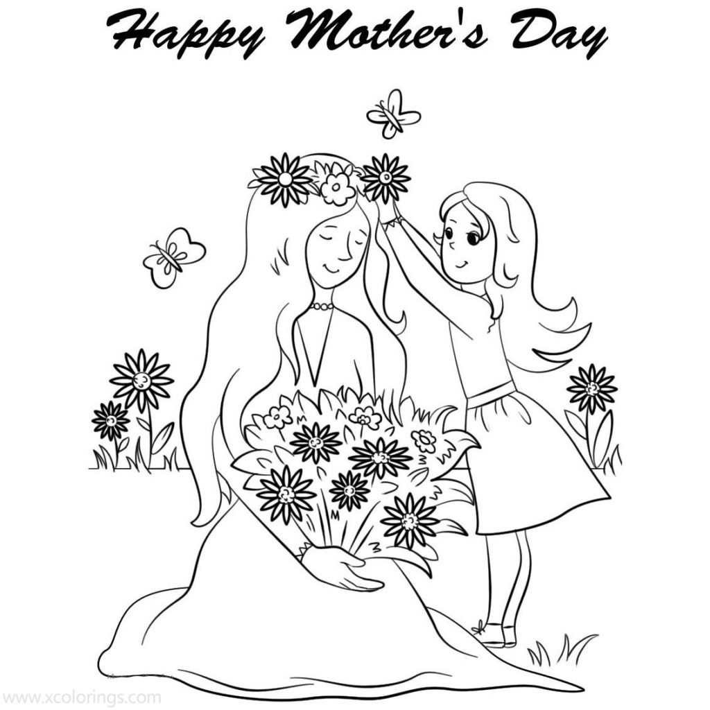Happy Mother's Day Card Coloring Pages Printable - XColorings.com