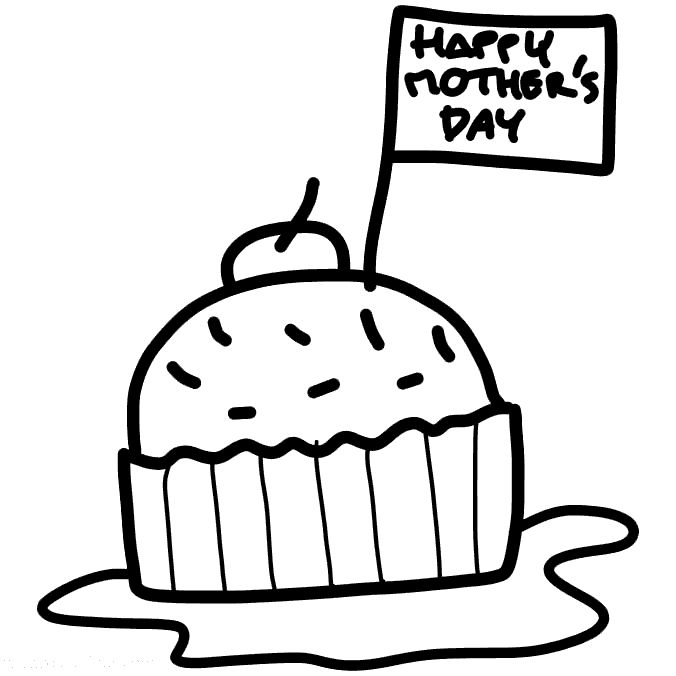 Free Mother's Day Cupcake Coloring Pages printable
