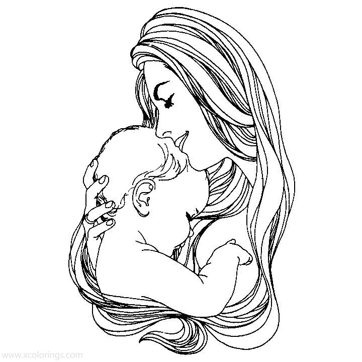 Free Mother's Day Hug Coloring Pages printable