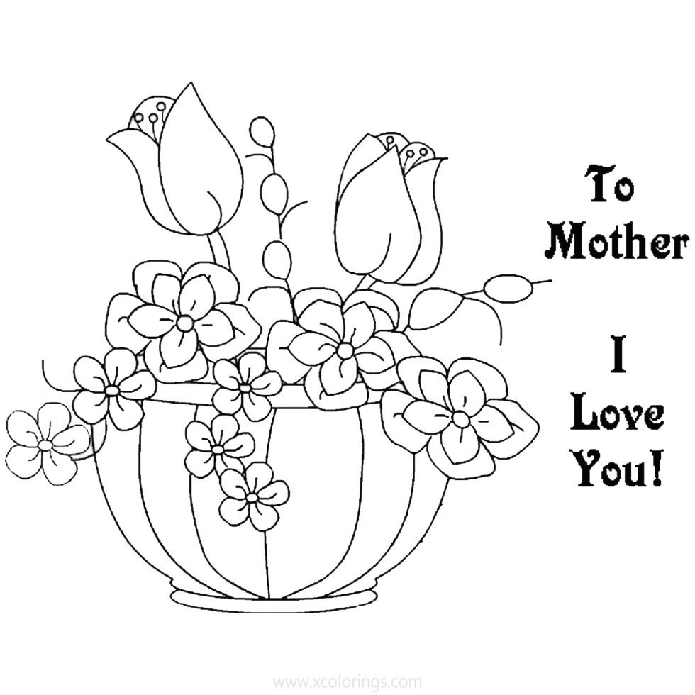 Free Mother's Day I Love You Cards Coloring Pages printable