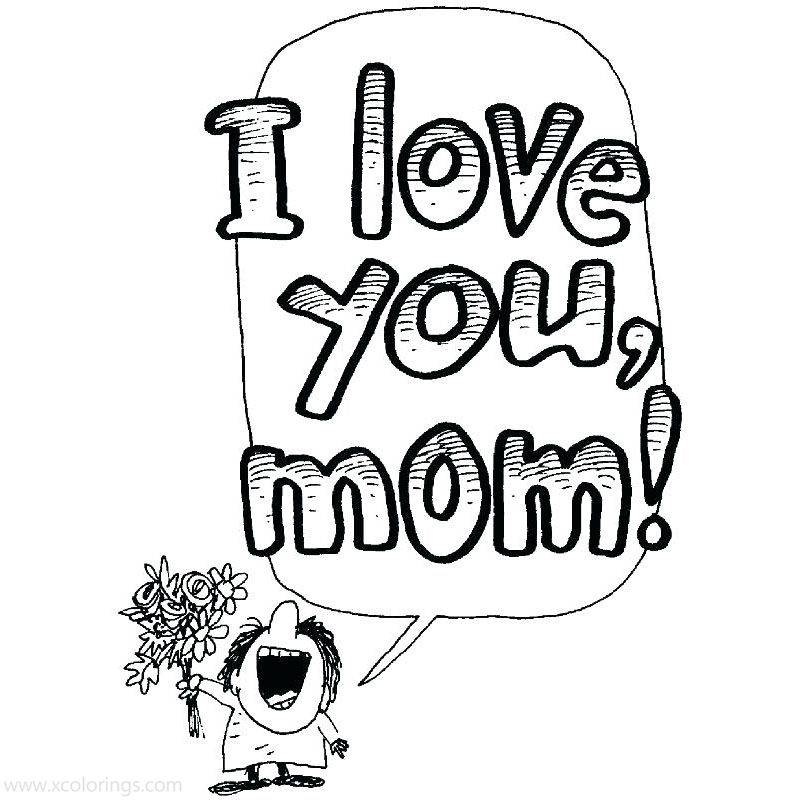 Free Mother's Day I Love You Mom Coloring Pages printable