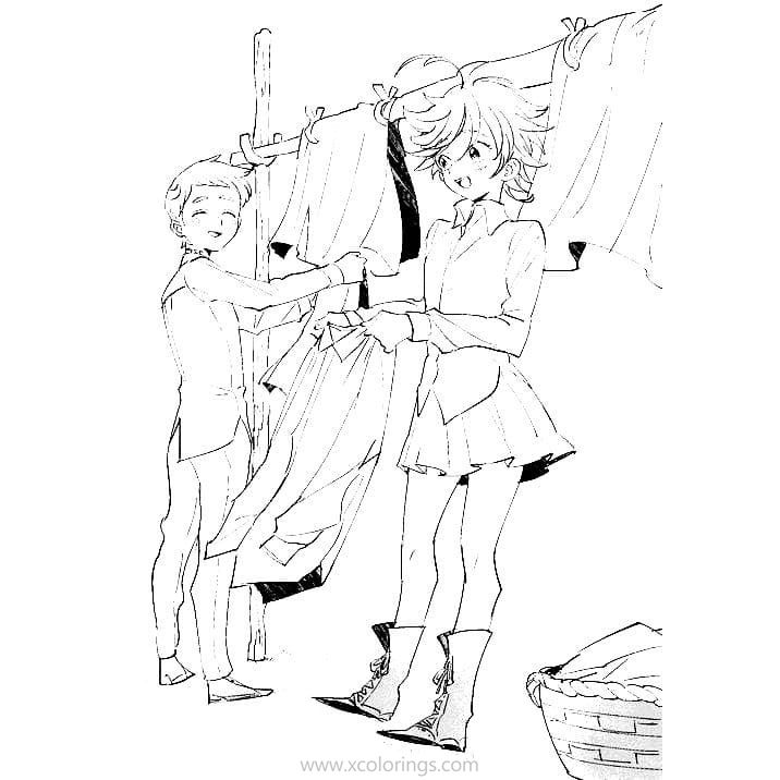 Free Norman and Emma from The Promised Neverland Coloring Pages printable