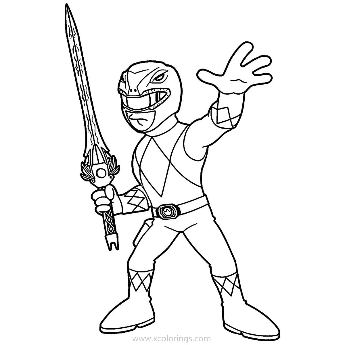 Free Power Rangers Dino Charge Coloring Pages Ranger with Sword printable