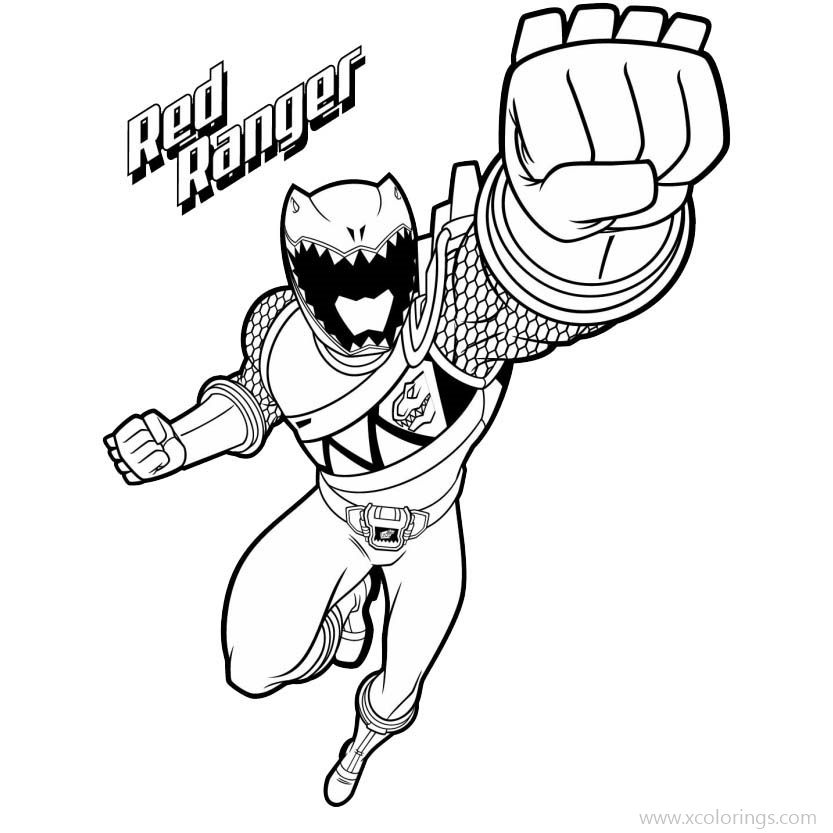 Free Power Rangers Dino Charge Coloring Pages Red Ranger printable