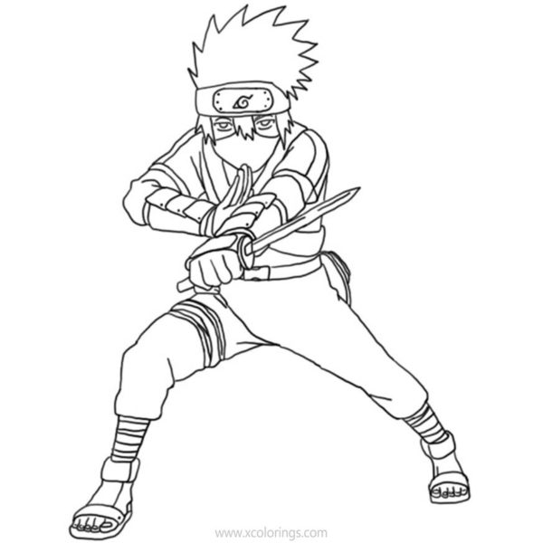 Kakashi Coloring Pages with Naruto Uzumaki - XColorings.com