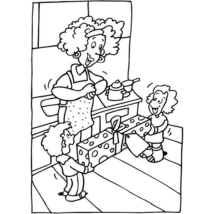 Free Present for Mother's Day Coloring Pages Printable printable