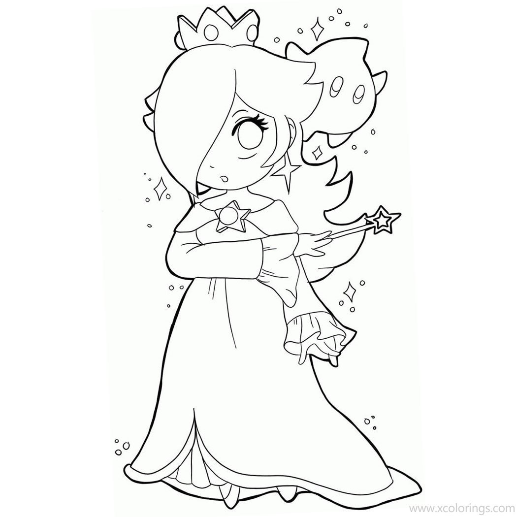 Free Princess Rosalina Coloring Pages from Mario Bros printable