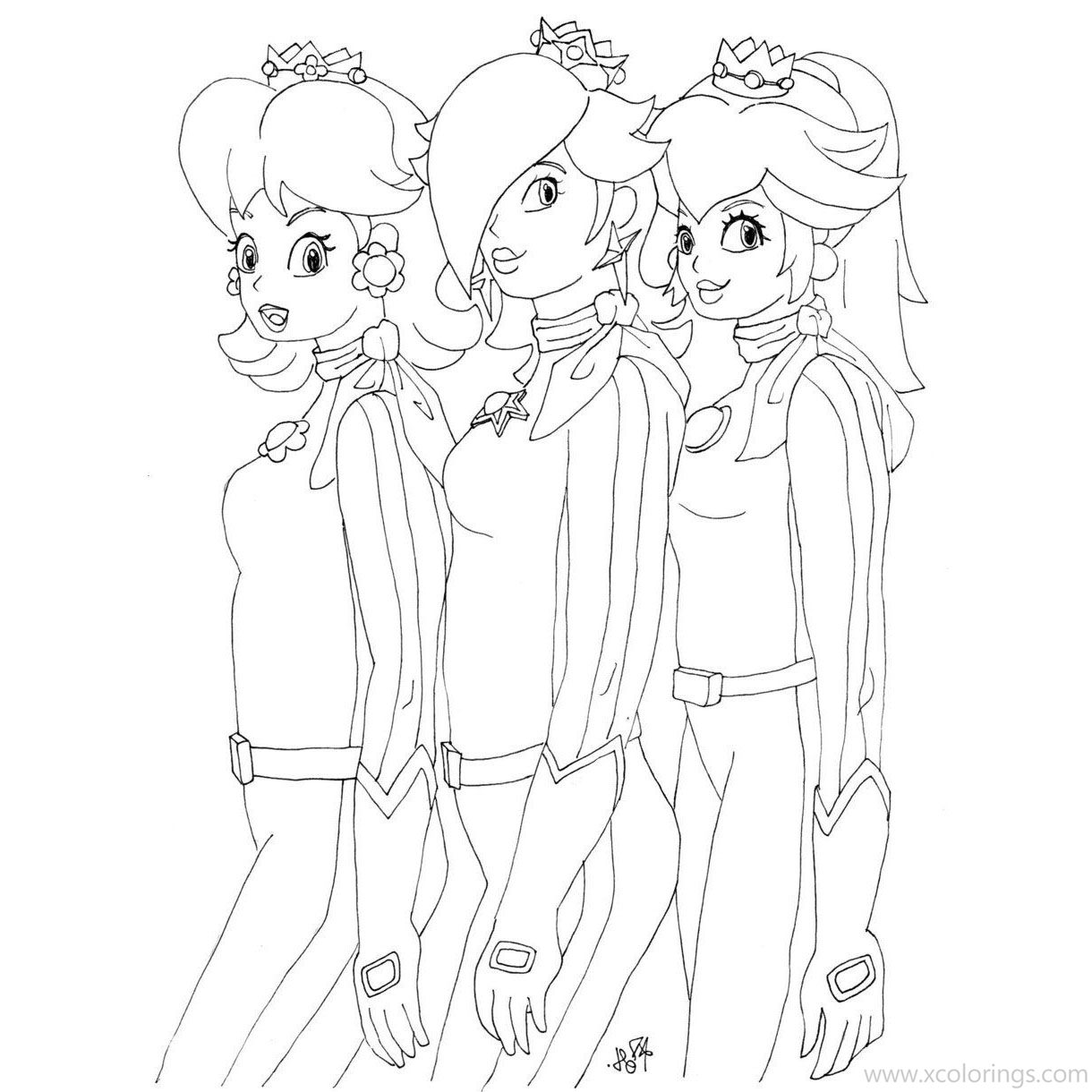Free Princess Rosalina with Peach and Daisy Coloring Pages printable