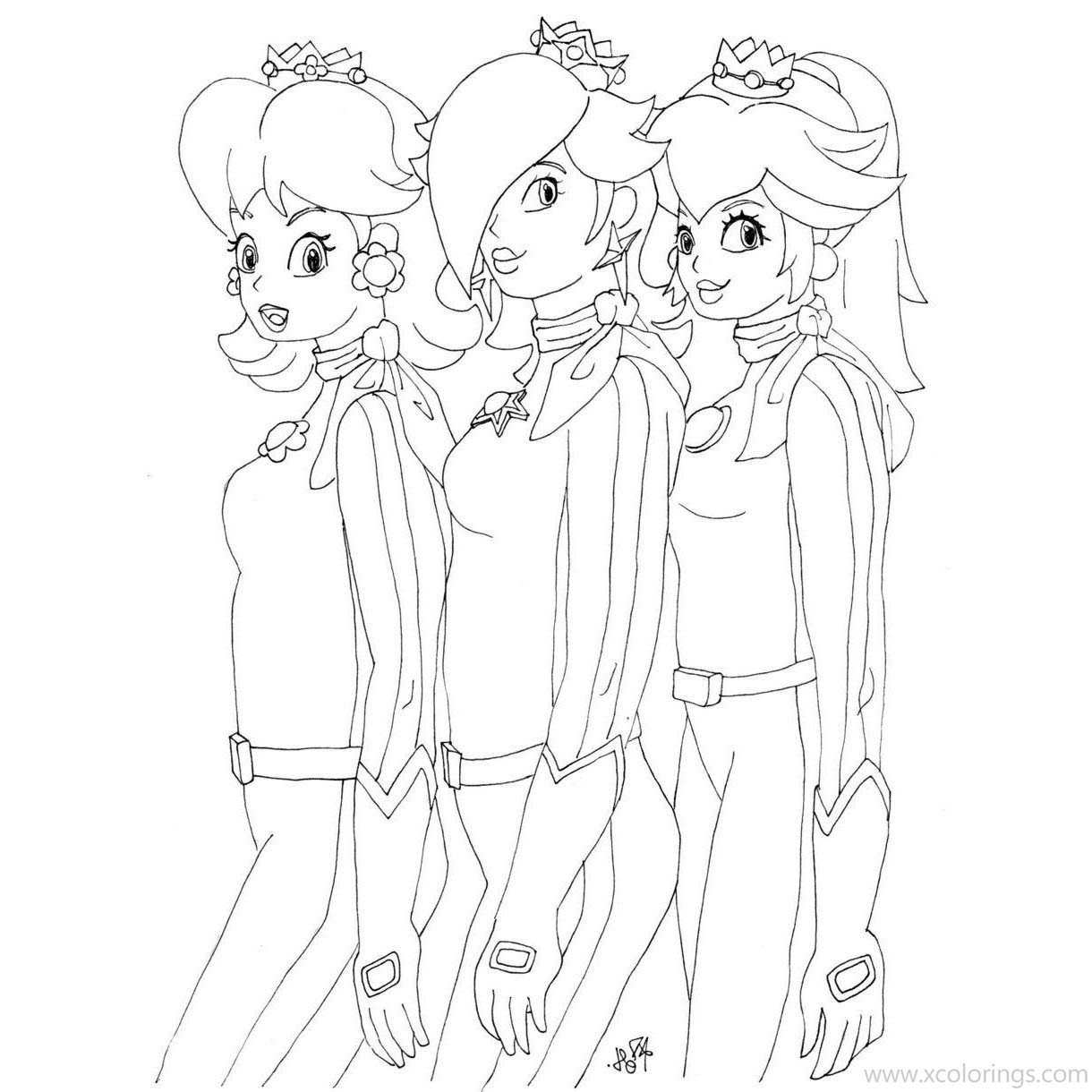 Princess Rosalina With Peach And Daisy Coloring Pages XColorings