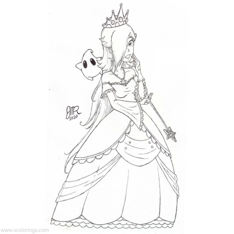 Princess Rosalina Coloring Pages from Mario Bros - XColorings.com
