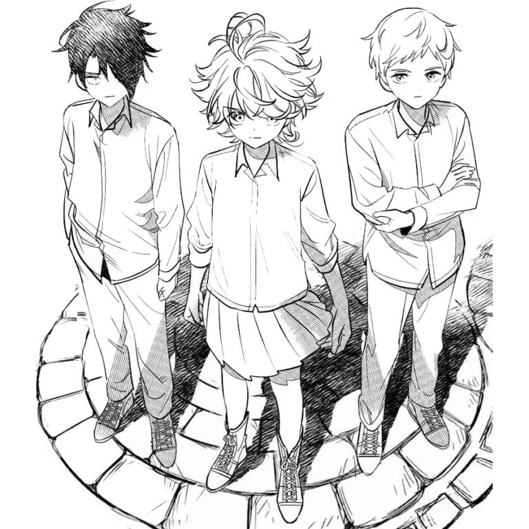 The Promised Neverland Coloring Pages Characters Printable