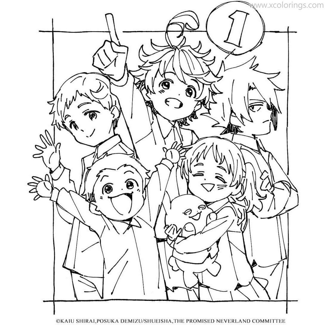 Free The Promised Neverland Characters Coloring Pages printable