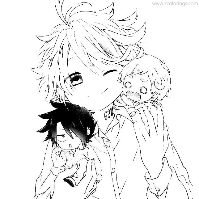 Free The Promised Neverland Coloring Pages Chibi Characters printable