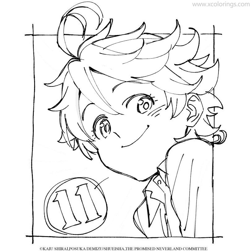 Free The Promised Neverland Coloring Pages Emma is Smiling printable