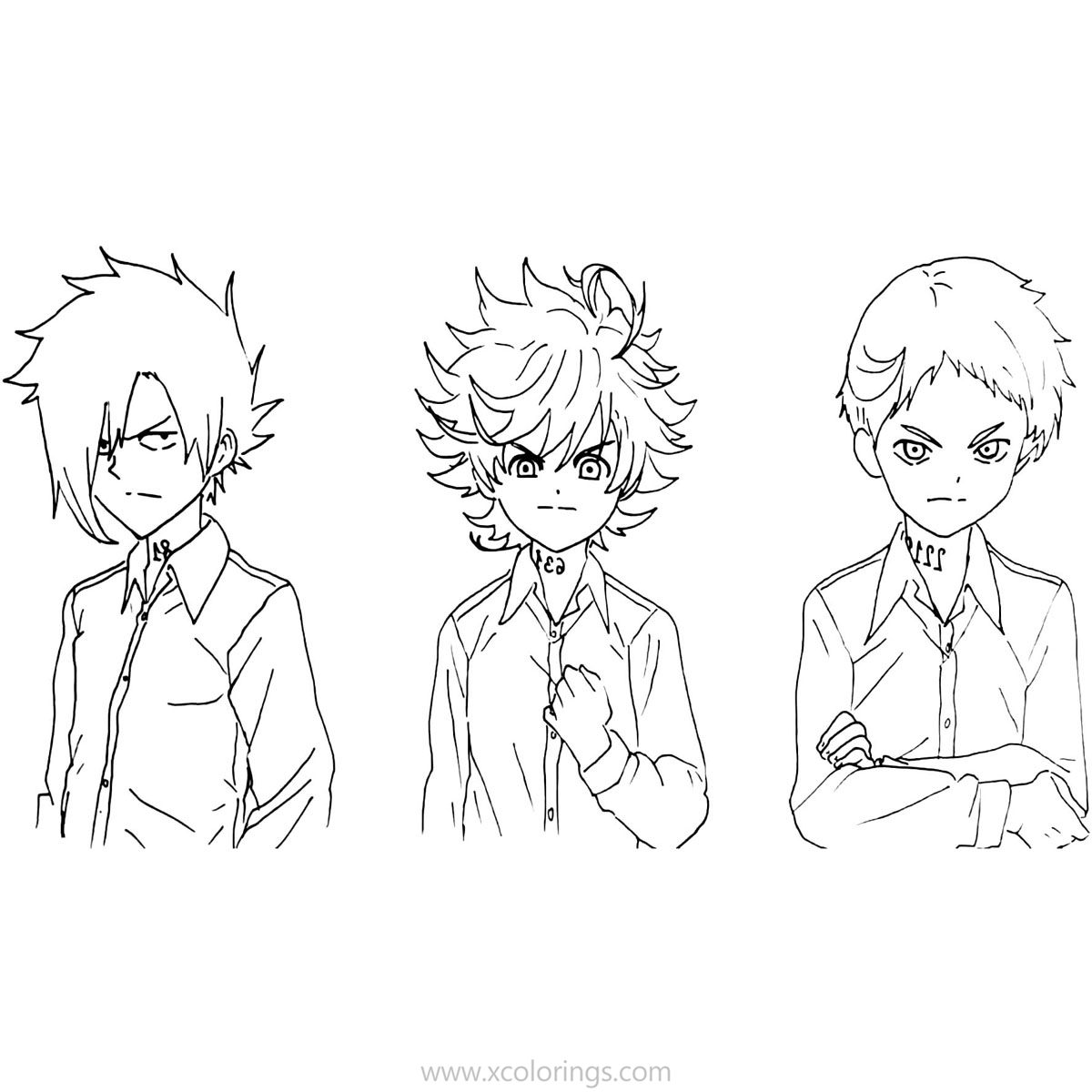 Free The Promised Neverland Coloring Pages Norman Emma Ray printable