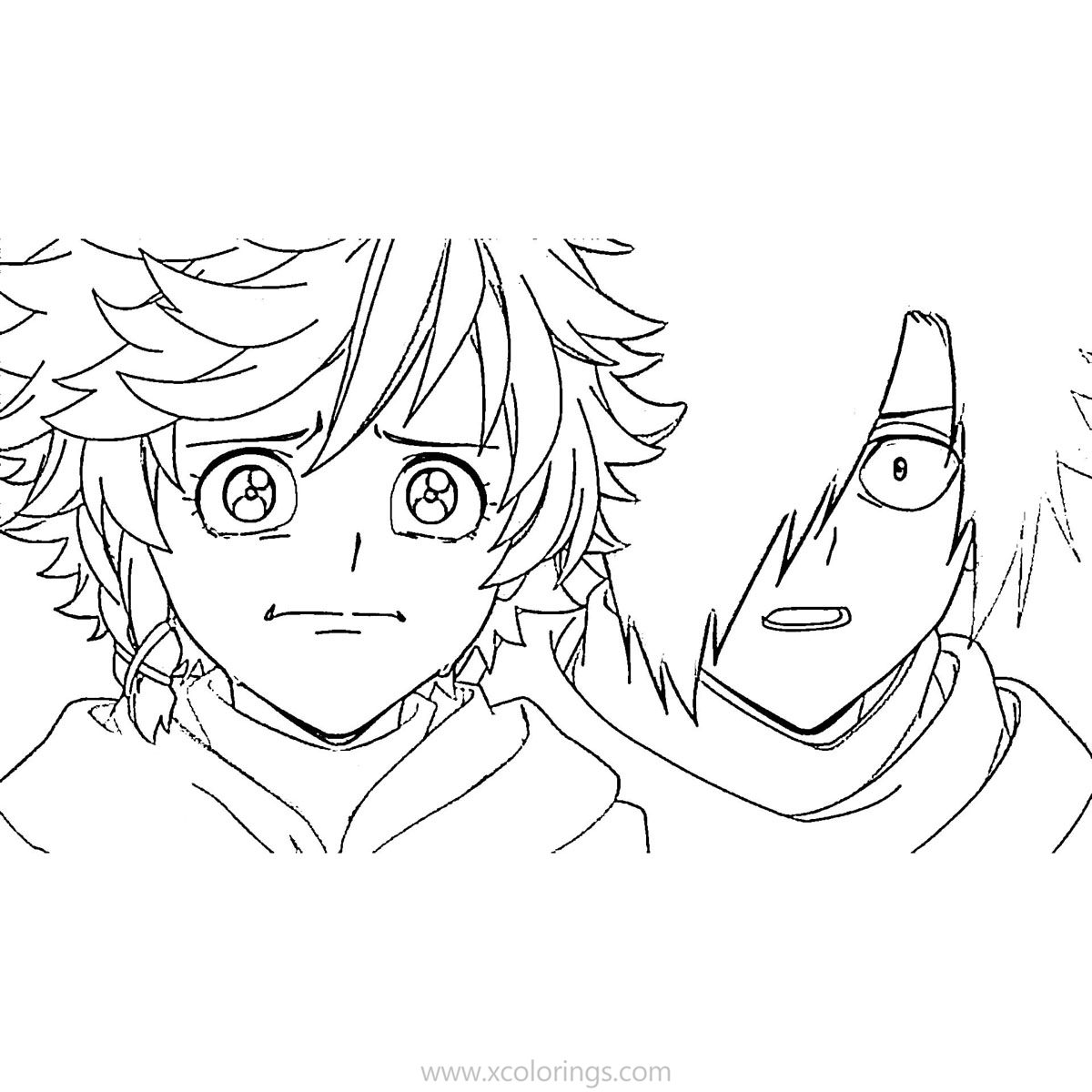 Free The Promised Neverland Coloring Pages Ray and Emma printable