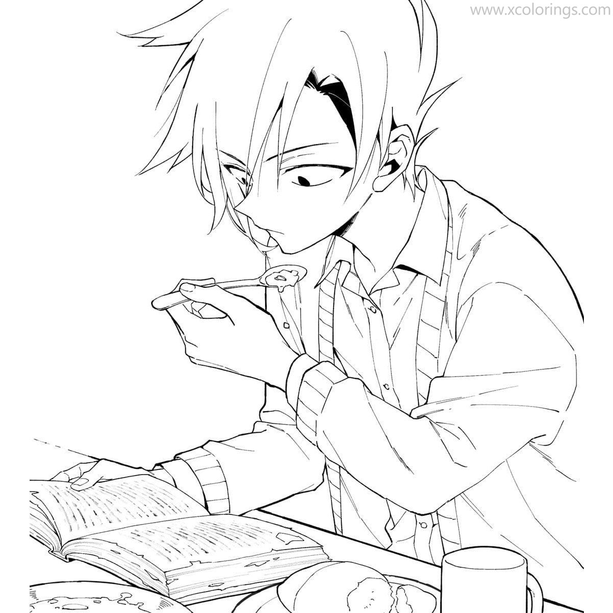 Free The Promised Neverland Coloring Pages Ray is Reading printable