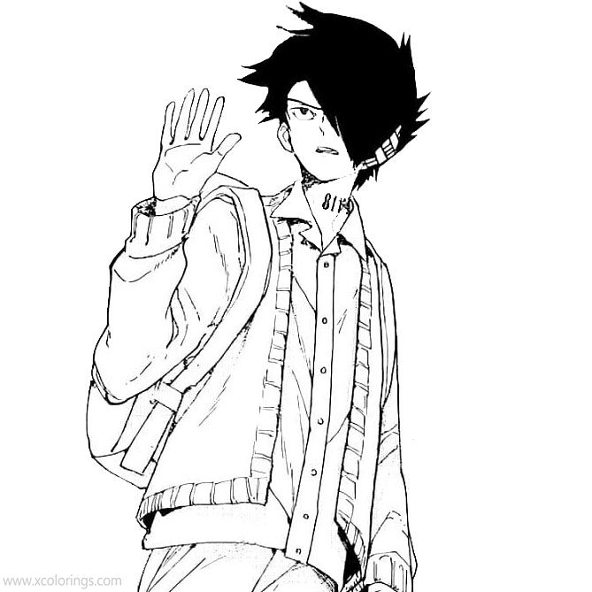 Free The Promised Neverland Coloring Pages Ray with Backpack printable