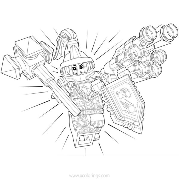 LEGO NEXO Knights Coloring Pages Clay with Weapons - XColorings.com