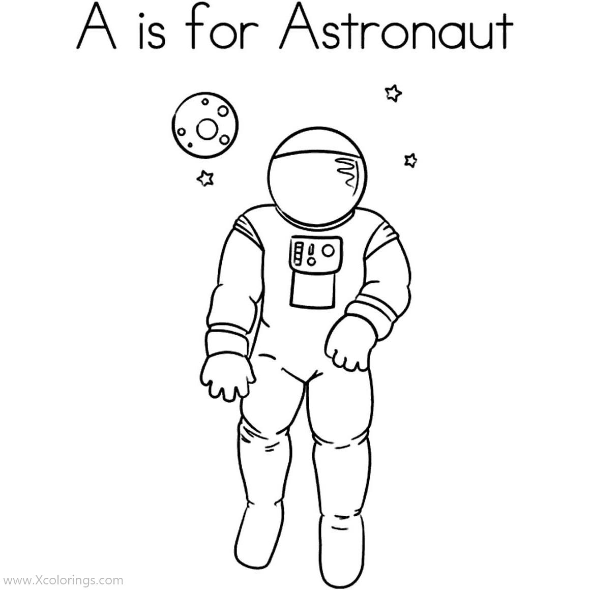 Free A is for Astronaut Coloring Pages printable