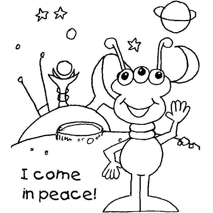 Free Alien Coloring Pages I Come In Peace printable