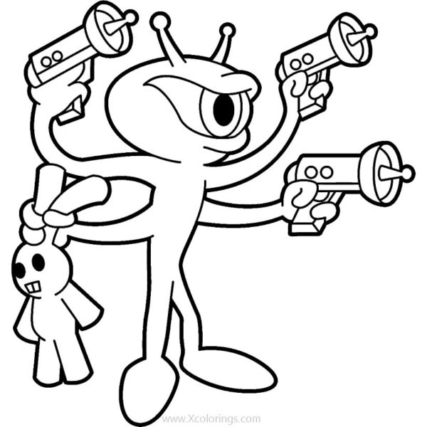 Happy Alien Coloring Pages - XColorings.com