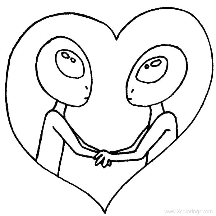 Free Alien Valentines Coloring Pages printable