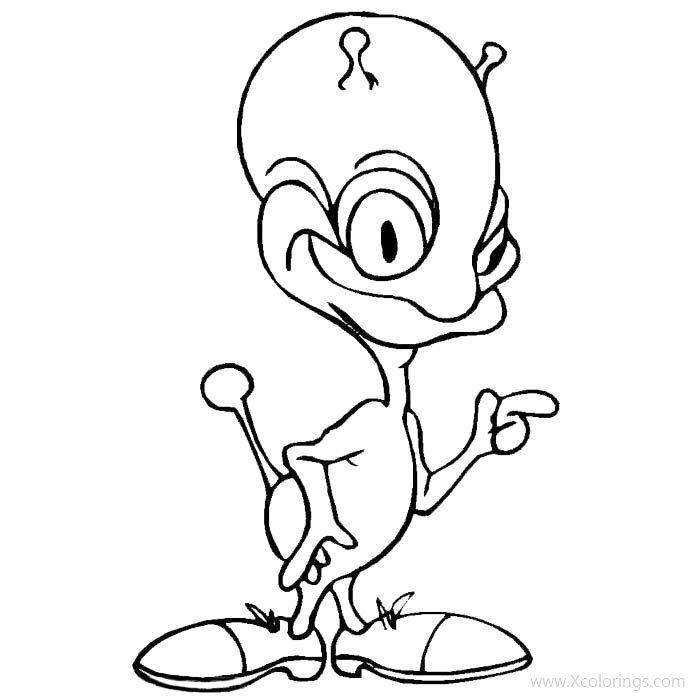 Free Alien in Shoes Coloring Pages printable