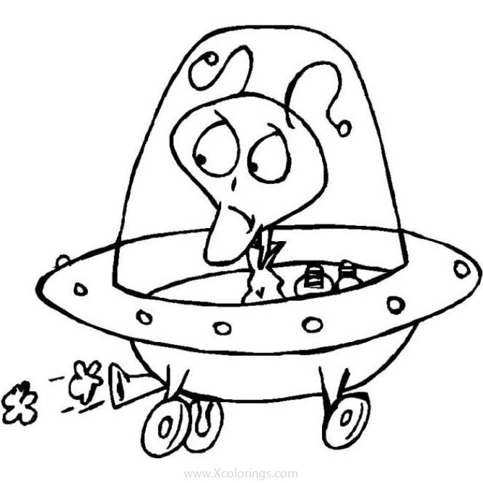 Free Alien in the UFO with Wheels Coloring Pages printable
