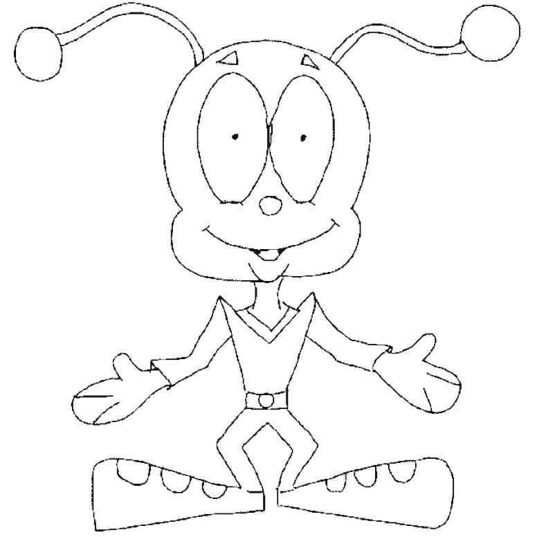 Free Alien with Antennas Coloring Pages printable