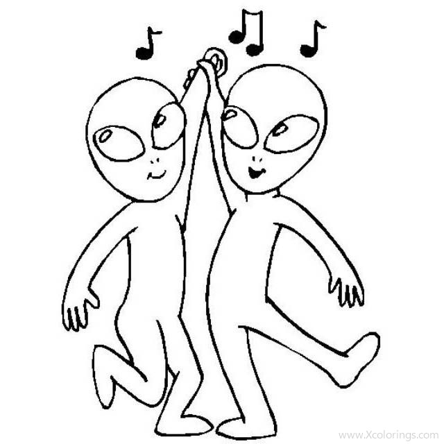 Free Aliens are Dancing Coloring Pages printable