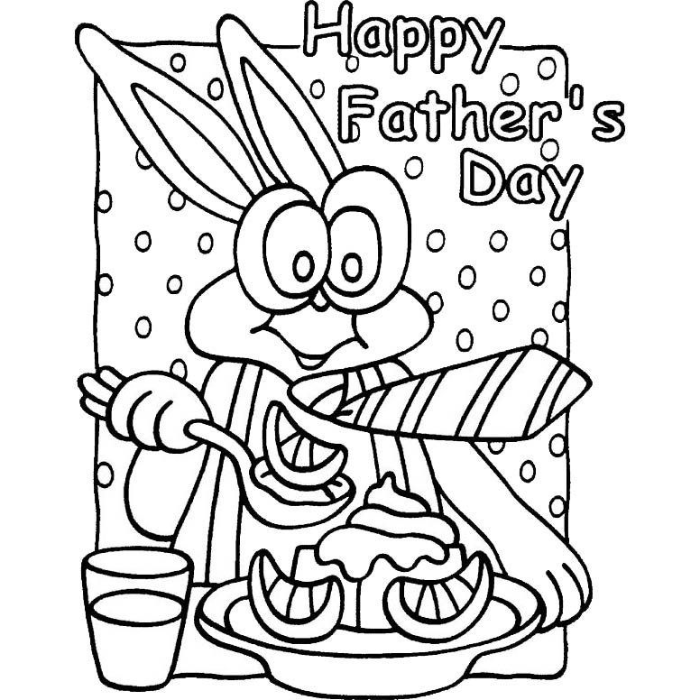 Free Animal Father's Day Coloring Pages Rabbit printable
