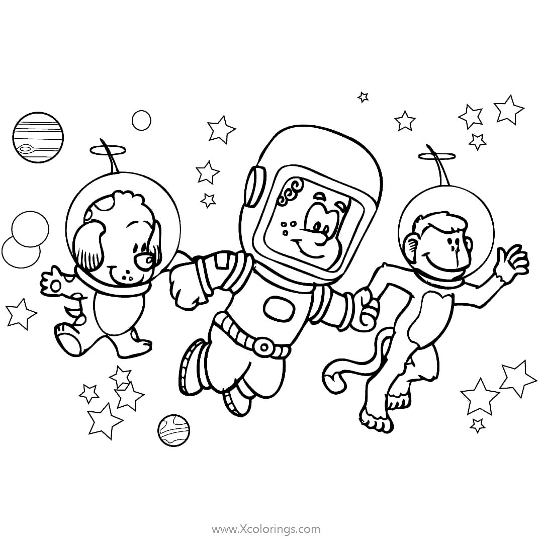 Free Animals Astronauts Coloring Pages printable