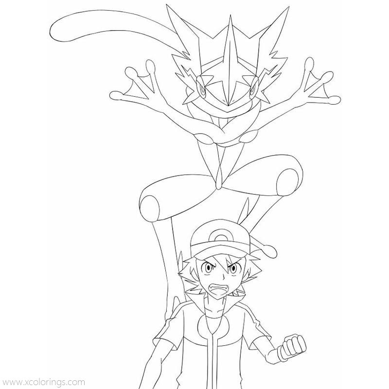 Free Ash and Ash Greninja Pokemon Coloring Pages by mahyohan printable