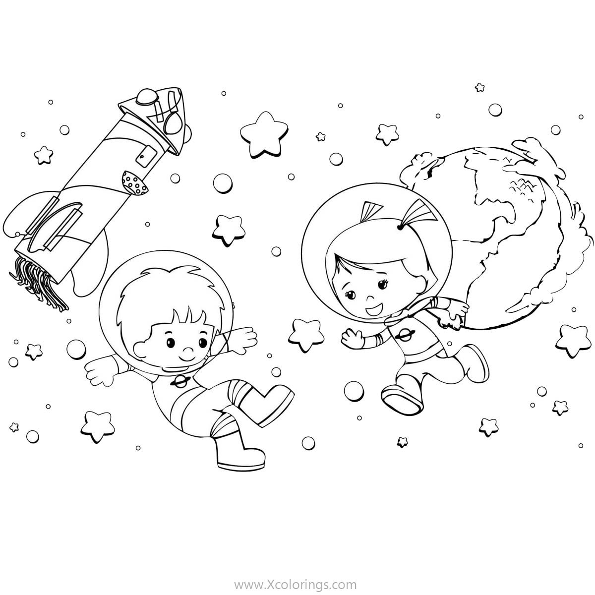 Free Astronaut Boy and Girl Coloring Pages printable