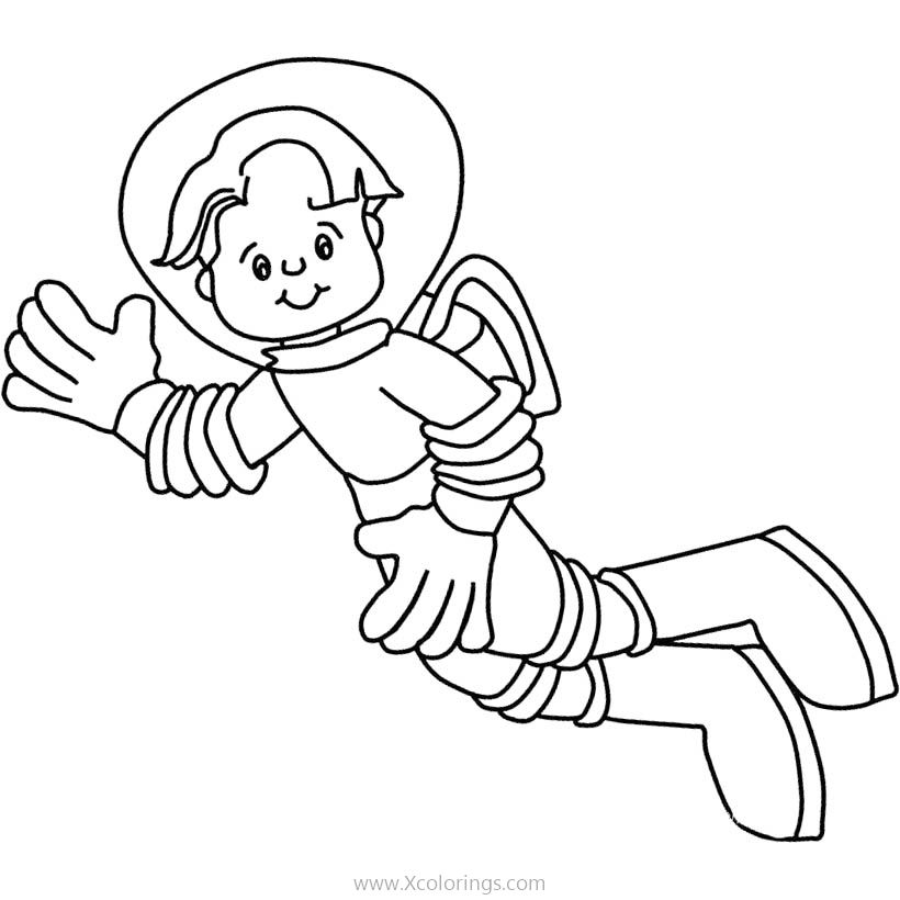Free Astronaut Boy in Space Coloring Pages printable