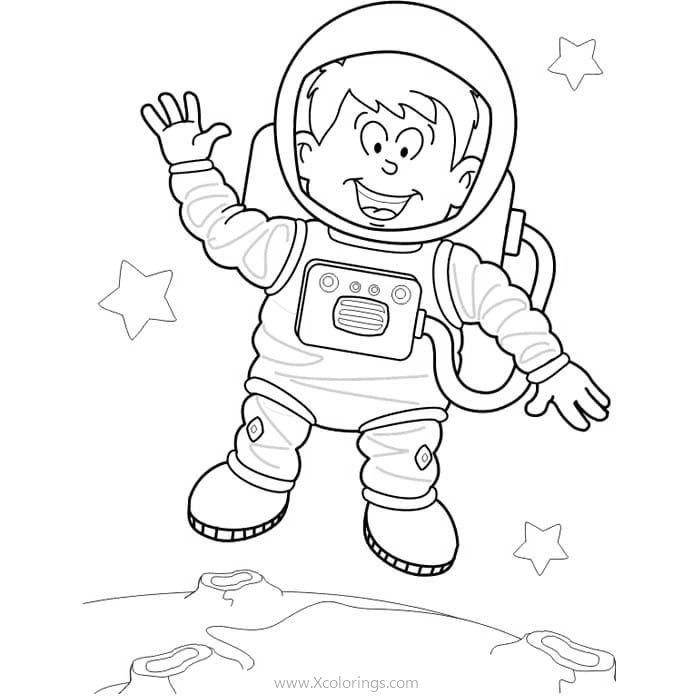 Free Astronaut Coloring Pages Boy Says Hello printable