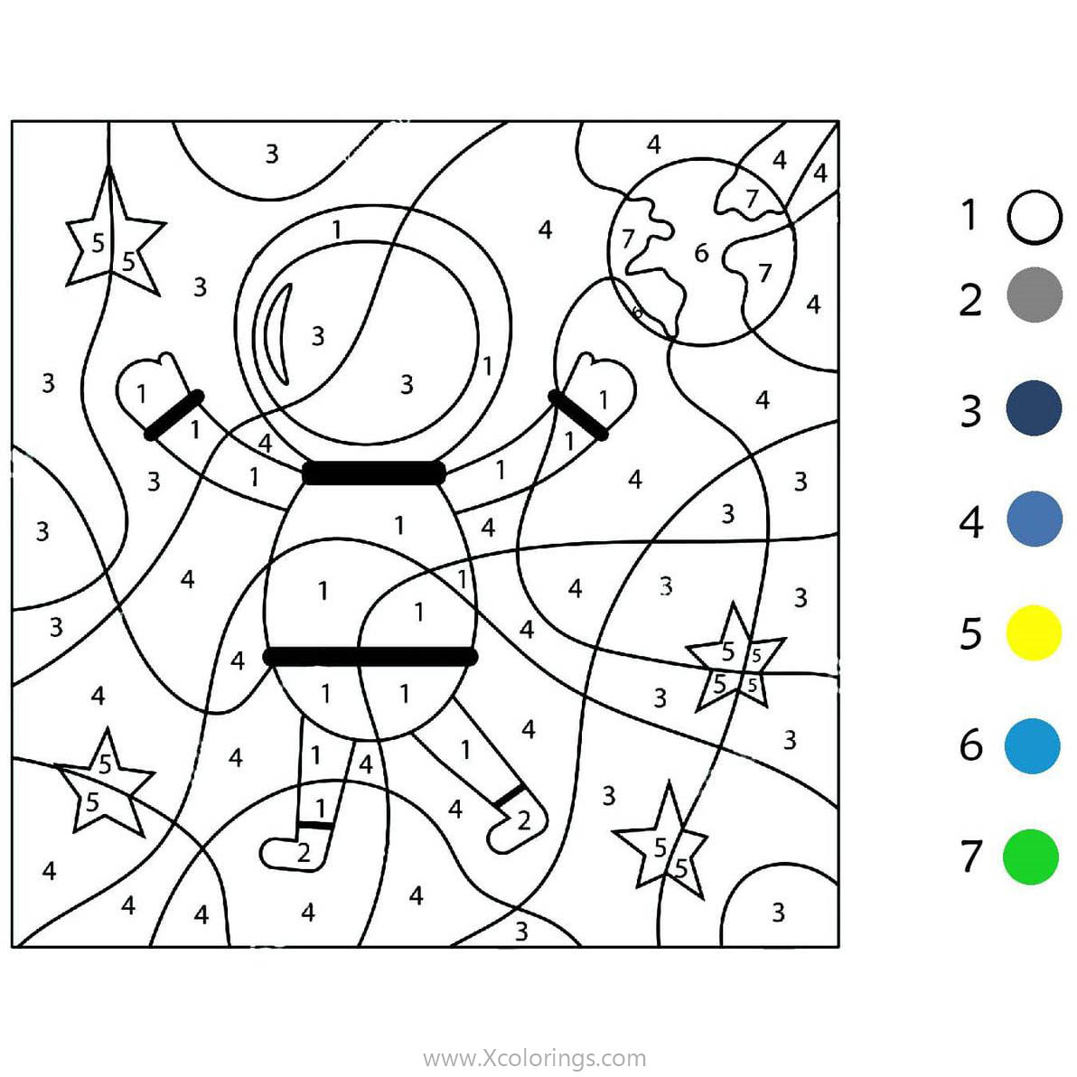 Free Astronaut Coloring Pages Color by Number printable